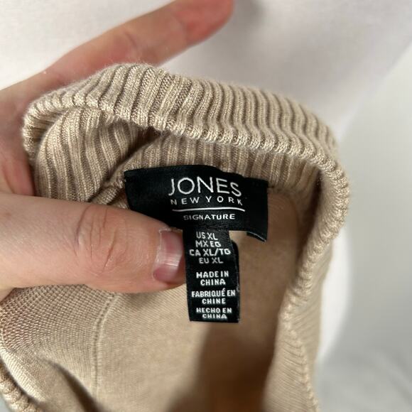 Jones New York Tan Long Sleeve Sweater XL Oversize Relaxed Fit Career Casual - Picture 4 of 4